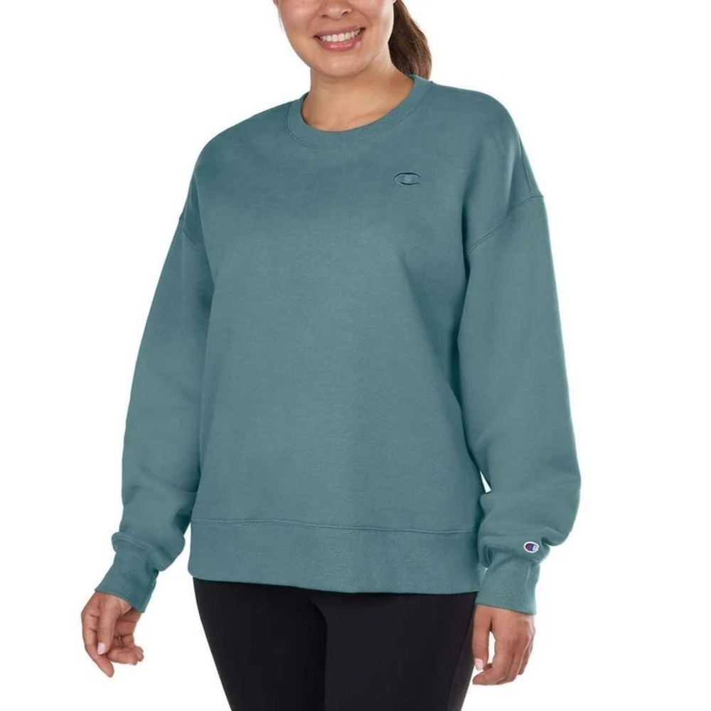 Champion Women's Logo Fleece Sweatshirt  - Aqua Blue - Size Medium